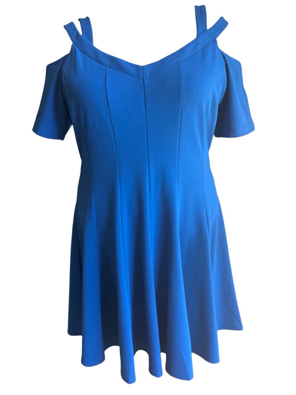 Lane Bryant Blue Cold-Shoulder A-Line Dress